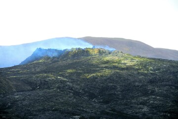 Smoking volcano top