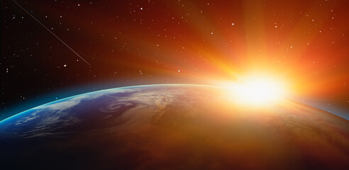 Wall Mural - planet earth with a spectacular sunset 