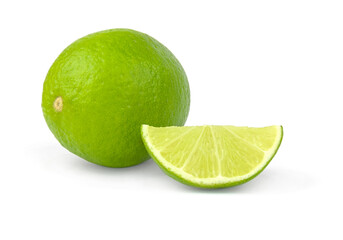 Wall Mural - Ripe lime on white background