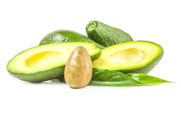 Wall Mural - Ripe avocado isolated on a white background cutout