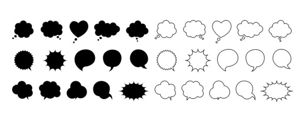 Wall Mural - empty black and line comic speech bubbles set. vector illustration.