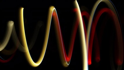 Poster - Minimalistic stripes with 3d render of futuristic curves. Digital motion blur in empty art space. Wavy linear curls in ripple of cyber rhythm. Creative web decoration with smooth meditative rhythm.