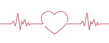 Love Heartbeat Line Background, Pulse Trace, ECG Or EKG Cardio Graph Symbol For Healthy And Medical Analysis