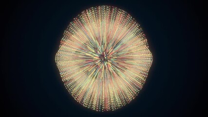 Poster - Futuristic 3d render of an explosion with line and point structures. Digital festive fireworks display with dynamic decoration scatter. Cyber supernova in outer space.
