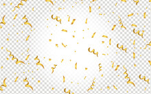Gold Confetti Border Frame Pattern. Suitable For Happy Birthday Party And Decor Design.