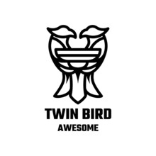 Illustration Vectror Graphic Of Twin Bird, Good For Logo Design