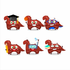 Canvas Print - School student of red dinosaur gummy candy cartoon character with various expressions