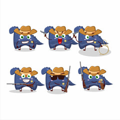 Sticker - Cool cowboy blue dinosaur gummy candy cartoon character with a cute hat