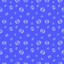 A Seamless Repeat Pattern Of White Colored Abstract Circle Design In Very Peri (a Dynamic Periwinkle Blue Hue With A Vivifying Violet Red Undertone)
 Colored Background