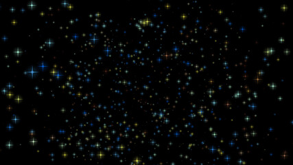 Wall Mural - futuristic flying, sparkling, shining, multicolored stars in outer space. a beautiful plan for a dis