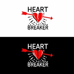 Wall Mural - Anti valentines day quote. Heart breaker vector illustration. Good for greeting card, Tshirt design, flyer, poster design, mug and other