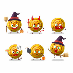 Wall Mural - Halloween expression emoticons with cartoon character of yellow spiral gummy candy