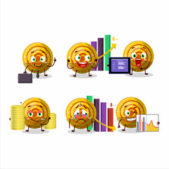 Poster - Yellow spiral gummy candy character designs as a trader investment mascot