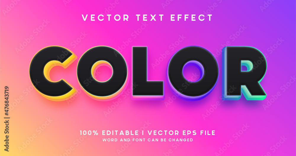 color text, colorful editable text effect style Stock Vector | Adobe Stock