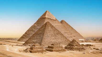 A view of the great pyramids, Giza, Egypt.