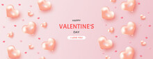 Valentine's Day Gradient Background With Beautiful Balloons.