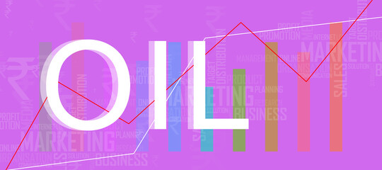 Poster - 2D rendering oil text with graph
