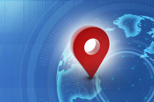 3d rendering Red map pointer

