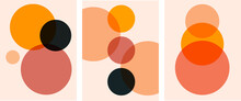 Collection Of Minimalistic Abstractions With Modern Geometric Shapes (circles) On A Colored Background