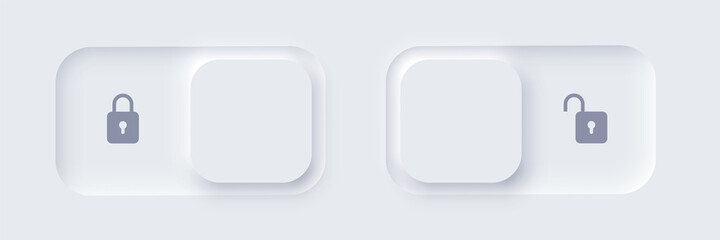 Poster - Neumorphic lock and unlock slide buttons set, user web interface elements with shadow