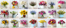 Bouquets Of Garden And Wild Flowers In A Vase