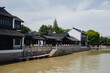 Traditional Chinese houses by river at Hanshan Temple, in Suzhou, China