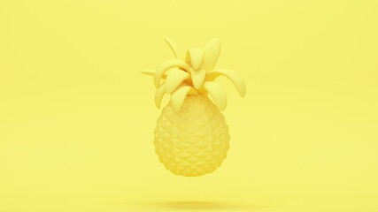 Poster - Abstract pineapple on yellow background. Minimal modern seamless motion design. Abstract loop animation