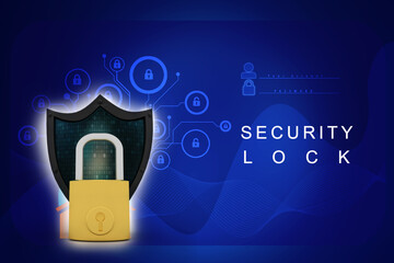 Poster - 3d rendering Security shield illustration