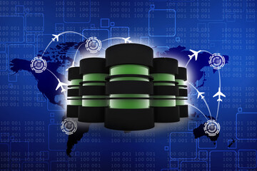 Poster - 3d rendering Database storage data base