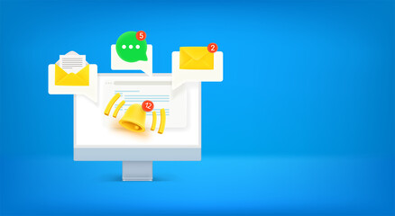 Aufkleber - Mailing with notifications. Vector banner with copy space