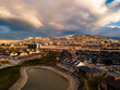 Silicon Slopes in Lehi, Utah - aerial view at sunset on an overcast day