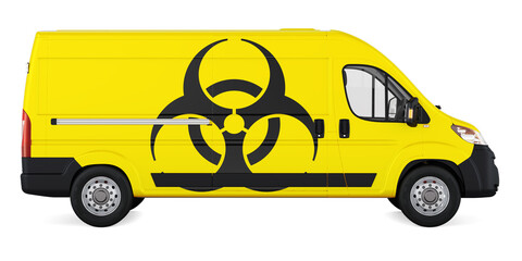 Poster - commercial delivery van with biohazard symbol, 3d rendering