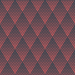 Wall Mural - Rhombus Modern Halftone Geometric Seamless Pattern Red Blue Abstract Vector Background. Geometrical Dotted Texture. Repetitive Retro Style Wallpaper. Endless Dotwork Shapes Graphic Minimalist Backdrop