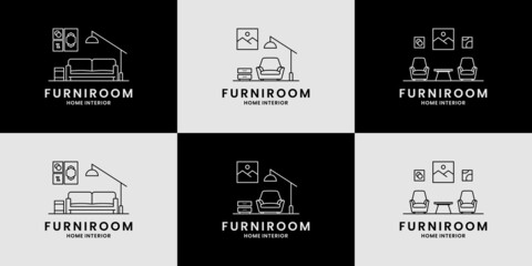 furniture room, home interior logo design collections