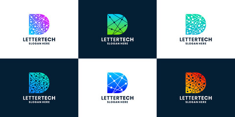 modern letter D technology logo concept vector collection