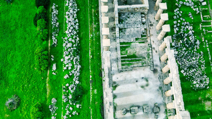 Wall Mural - Selinunte, Sicily, Italy. Acropolis of Selinunte on the south coast of Sicily in Italy. Aerial view from drone.