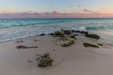 Poster - Caribbean beach in Mexico at sunset