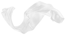 Beautiful Flowing Fabric Of White Wavy Silk Or Satin. 3d Rendering Image.