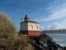 Coquille River Or Bandon Lighthouse On The Oregon Coast