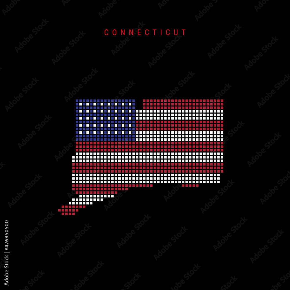 Square dots pattern map of Connecticut. Dotted pixel map with american ...