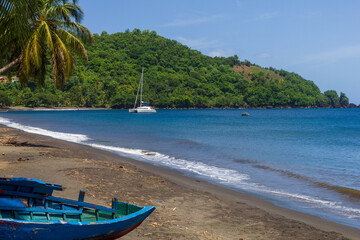 blue boat on the beach