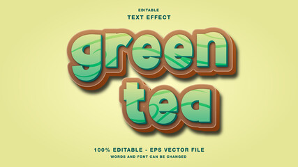 Wall Mural - Green Tea Cartoon 3D Editable Text Effect