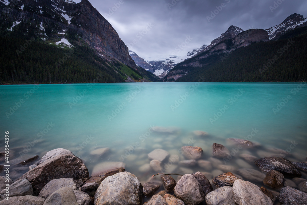 Beautiful views of iconic Lake Louise in Banff National Park in the ...