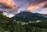 Fototapeta Góry - Mount Rundle and the hoodoos in Banff National Park