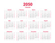 © Khamhoung - Calendar 2050 - 12 months yearly calendar - calendar planner template