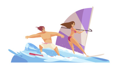 Poster - Wind Surfing Couple Composition