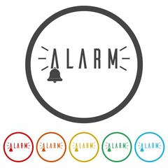 Poster - Alarm word icon isolated on white background, color set