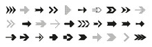 Direction Arrows. Forward Back Up And Down Interface Symbols. Left Or Right Dynamic Shapes Collection. Black Line Or Dotted Icons. Menu Signs. Vector Navigation Or Orientation Pointers Set