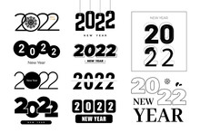 2022 New Year Logo Text Design Set. 2022 Number Design Template. Calendar Simple Icon. Modern Abstract Banner. Vector Graphic Illustartiom Isolated On White Background