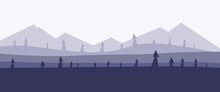 Simple Minimalist Mountain Vector Design Concept Can Be Used For Background, Backdrop, Wallpaper, Interior Abstract Design, Illustration, And Game Background.